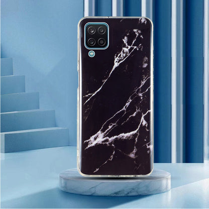 For Samsung Galaxy A12 Flexible TPU Phone Case Anti-fall Protection Marble Pattern IMD Phone Cover