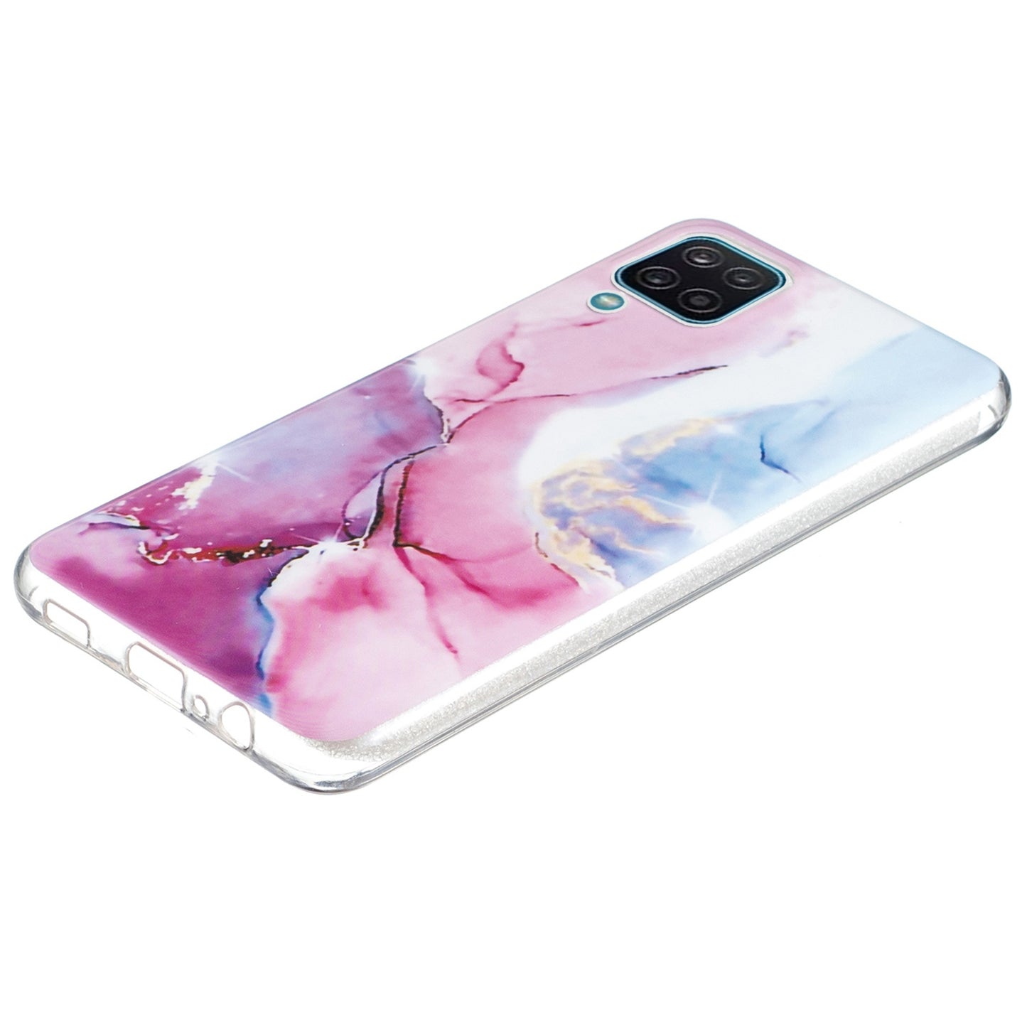 For Samsung Galaxy A12 Flexible TPU Phone Case Anti-fall Protection Marble Pattern IMD Phone Cover