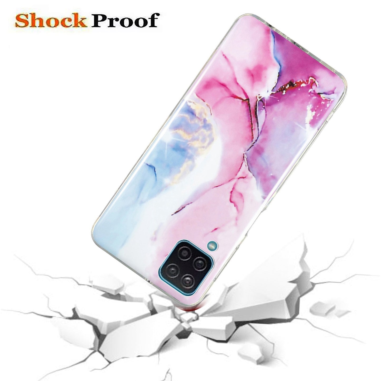 For Samsung Galaxy A12 Flexible TPU Phone Case Anti-fall Protection Marble Pattern IMD Phone Cover