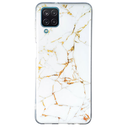 For Samsung Galaxy A12 Flexible TPU Phone Case Anti-fall Protection Marble Pattern IMD Phone Cover