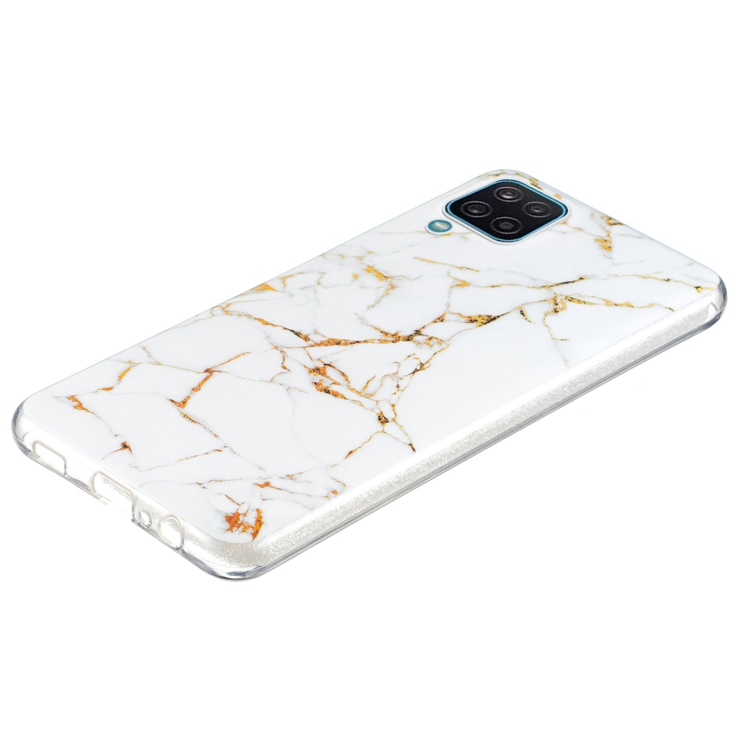 For Samsung Galaxy A12 Flexible TPU Phone Case Anti-fall Protection Marble Pattern IMD Phone Cover