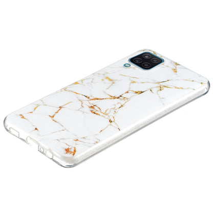 For Samsung Galaxy A12 Flexible TPU Phone Case Anti-fall Protection Marble Pattern IMD Phone Cover