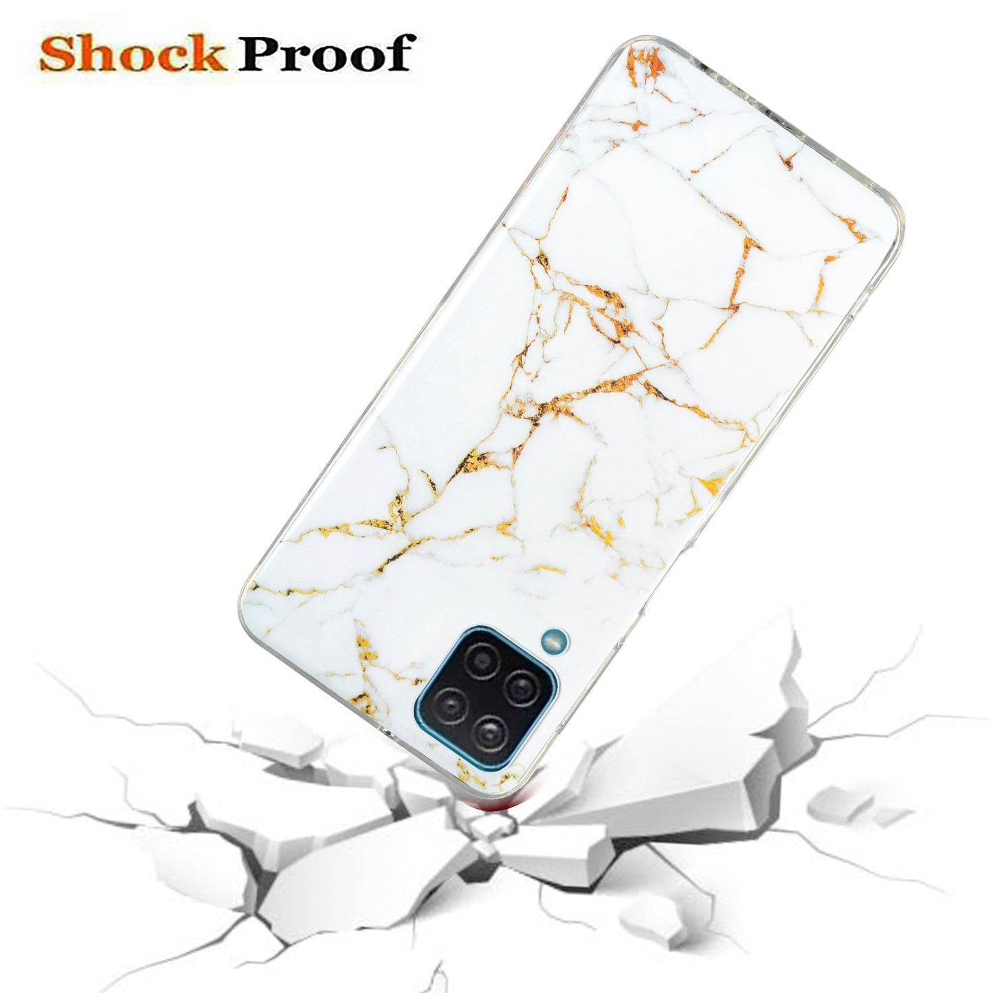 For Samsung Galaxy A12 Flexible TPU Phone Case Anti-fall Protection Marble Pattern IMD Phone Cover