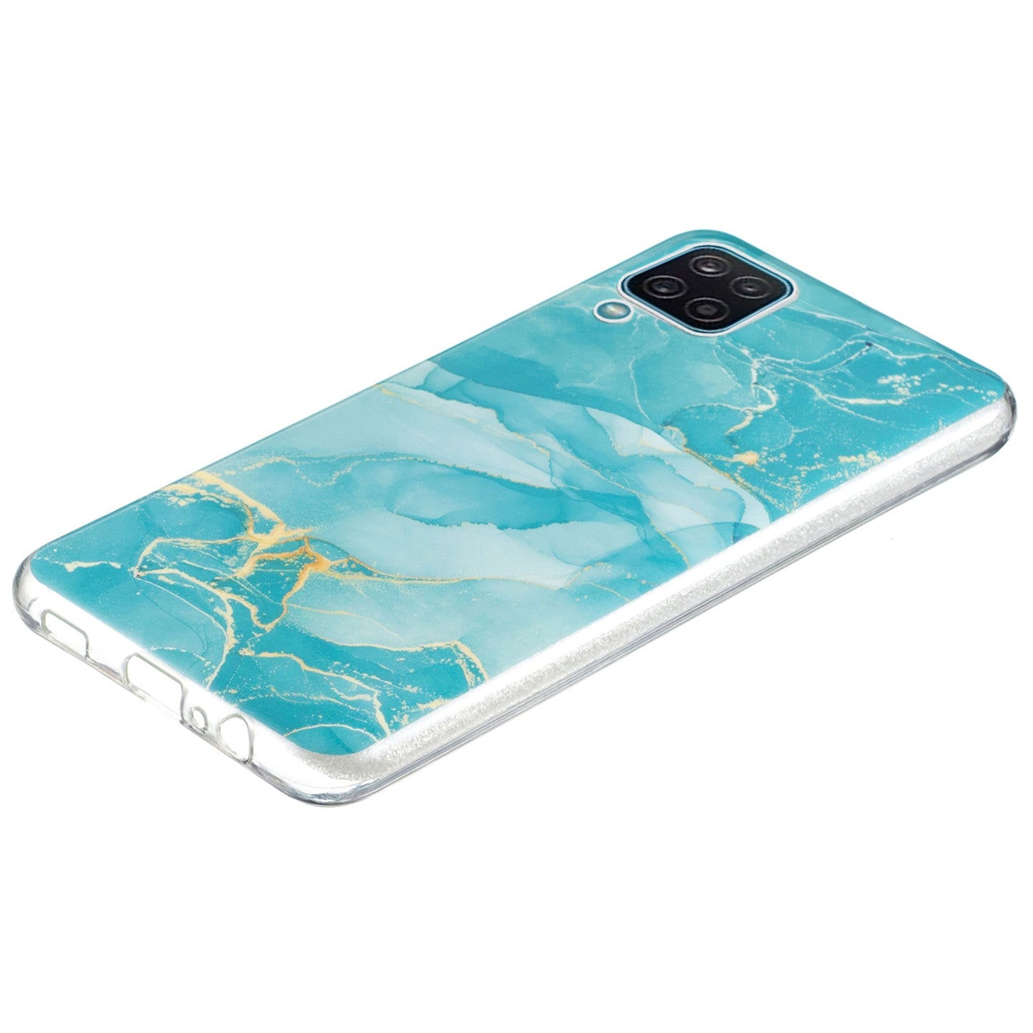 For Samsung Galaxy A12 Flexible TPU Phone Case Anti-fall Protection Marble Pattern IMD Phone Cover