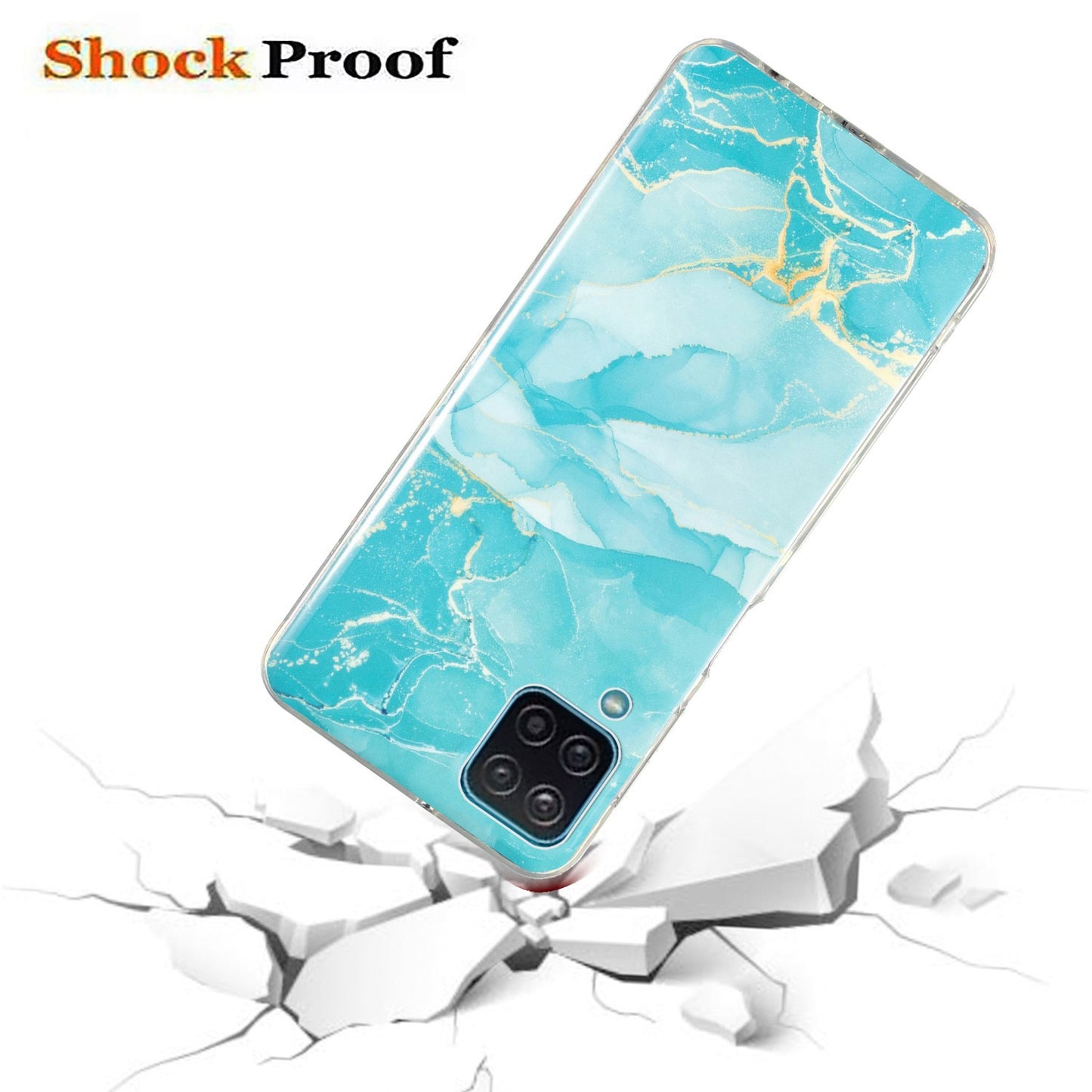 For Samsung Galaxy A12 Flexible TPU Phone Case Anti-fall Protection Marble Pattern IMD Phone Cover