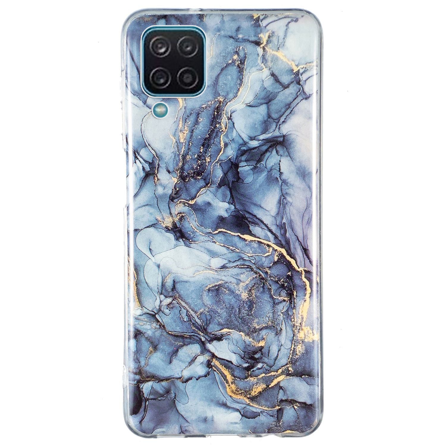 For Samsung Galaxy A12 Flexible TPU Phone Case Anti-fall Protection Marble Pattern IMD Phone Cover