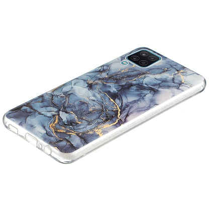 For Samsung Galaxy A12 Flexible TPU Phone Case Anti-fall Protection Marble Pattern IMD Phone Cover