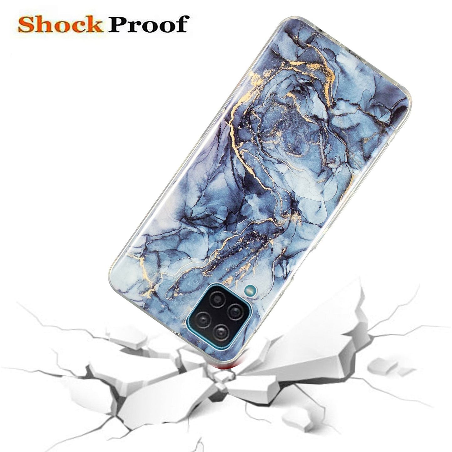 For Samsung Galaxy A12 Flexible TPU Phone Case Anti-fall Protection Marble Pattern IMD Phone Cover