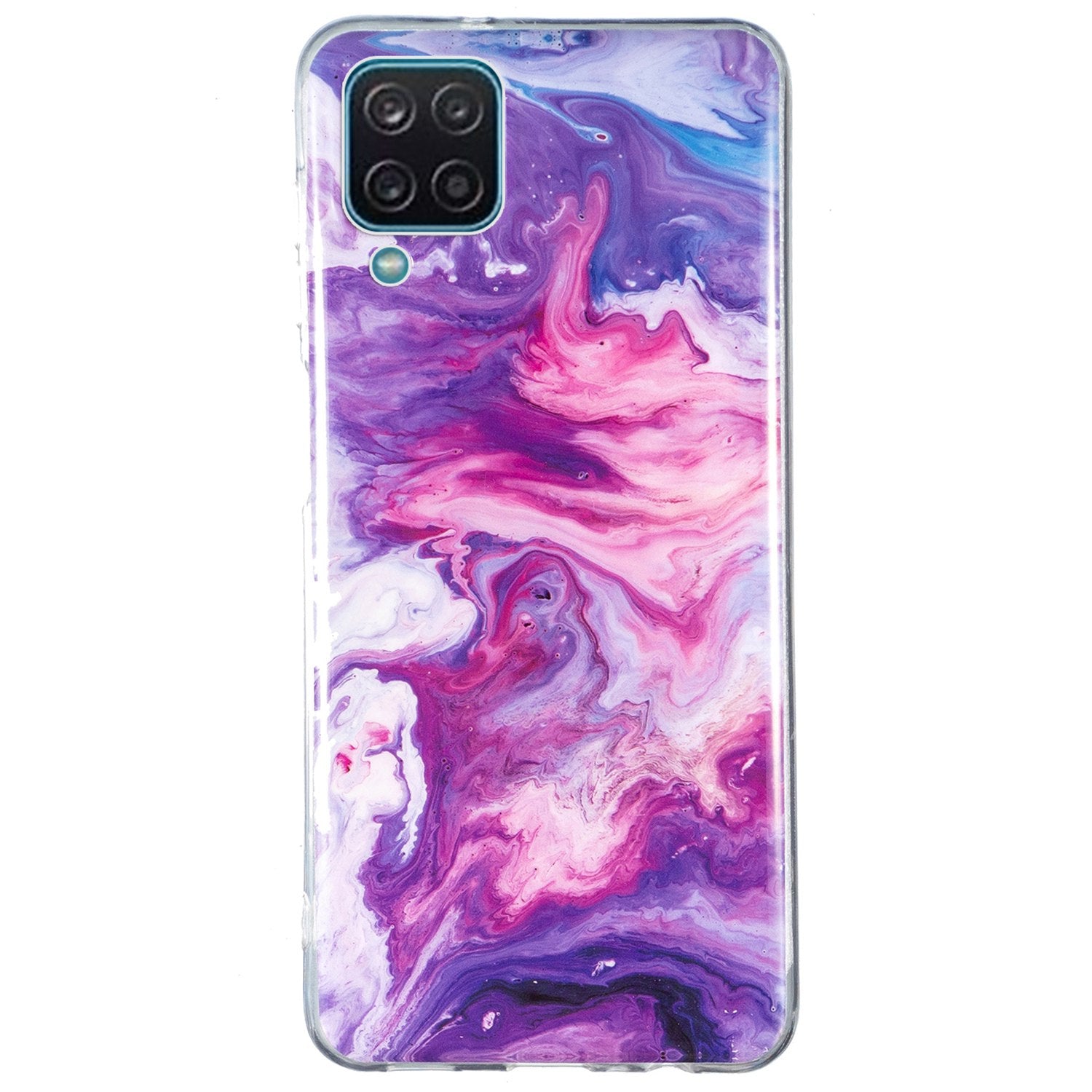 For Samsung Galaxy A12 Flexible TPU Phone Case Anti-fall Protection Marble Pattern IMD Phone Cover