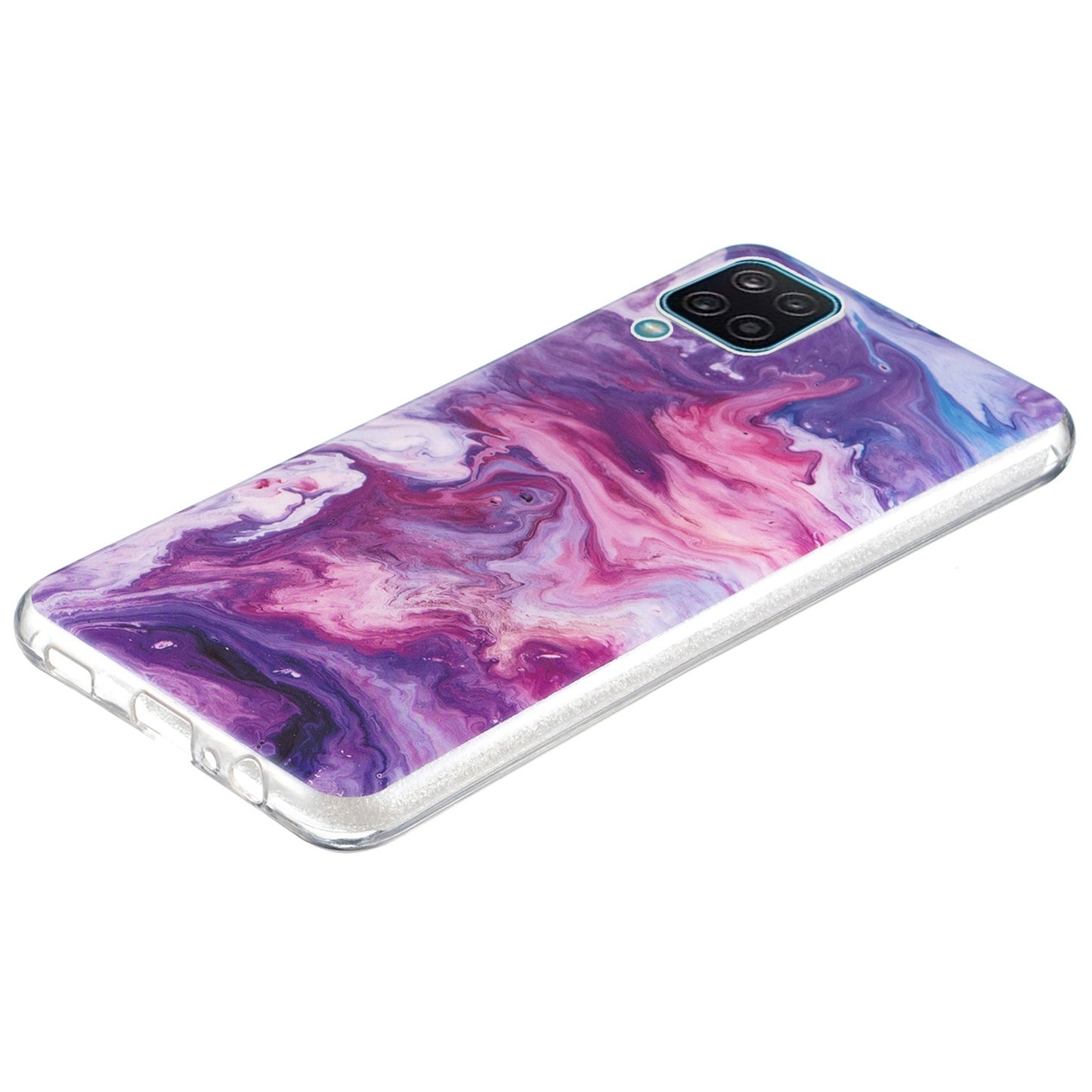 For Samsung Galaxy A12 Flexible TPU Phone Case Anti-fall Protection Marble Pattern IMD Phone Cover