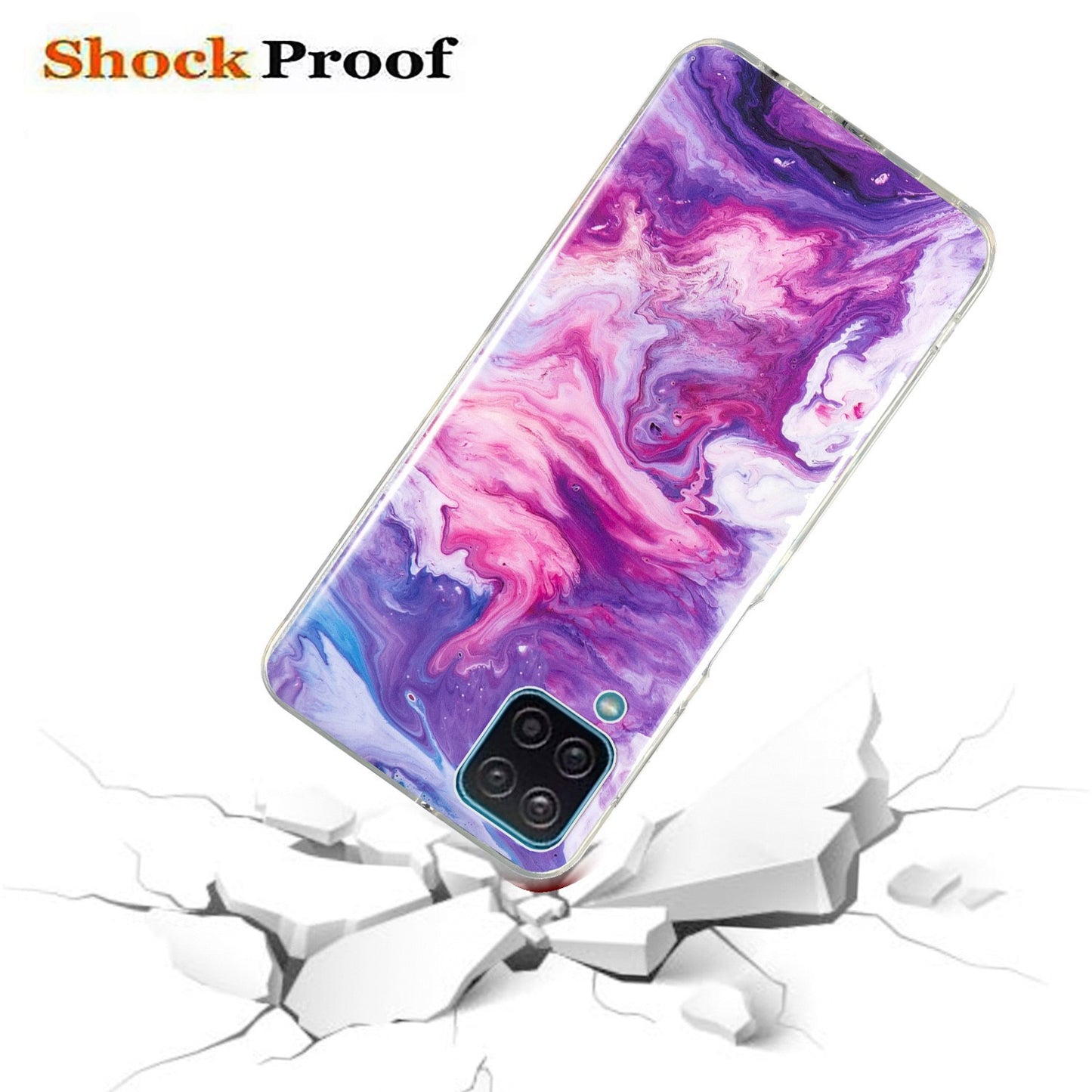 For Samsung Galaxy A12 Flexible TPU Phone Case Anti-fall Protection Marble Pattern IMD Phone Cover