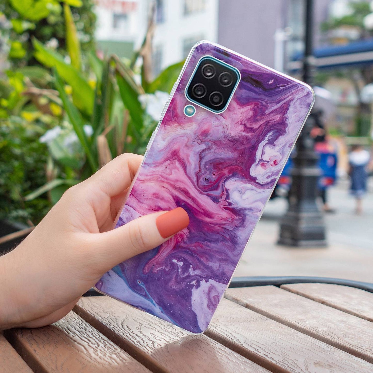 For Samsung Galaxy A12 Flexible TPU Phone Case Anti-fall Protection Marble Pattern IMD Phone Cover
