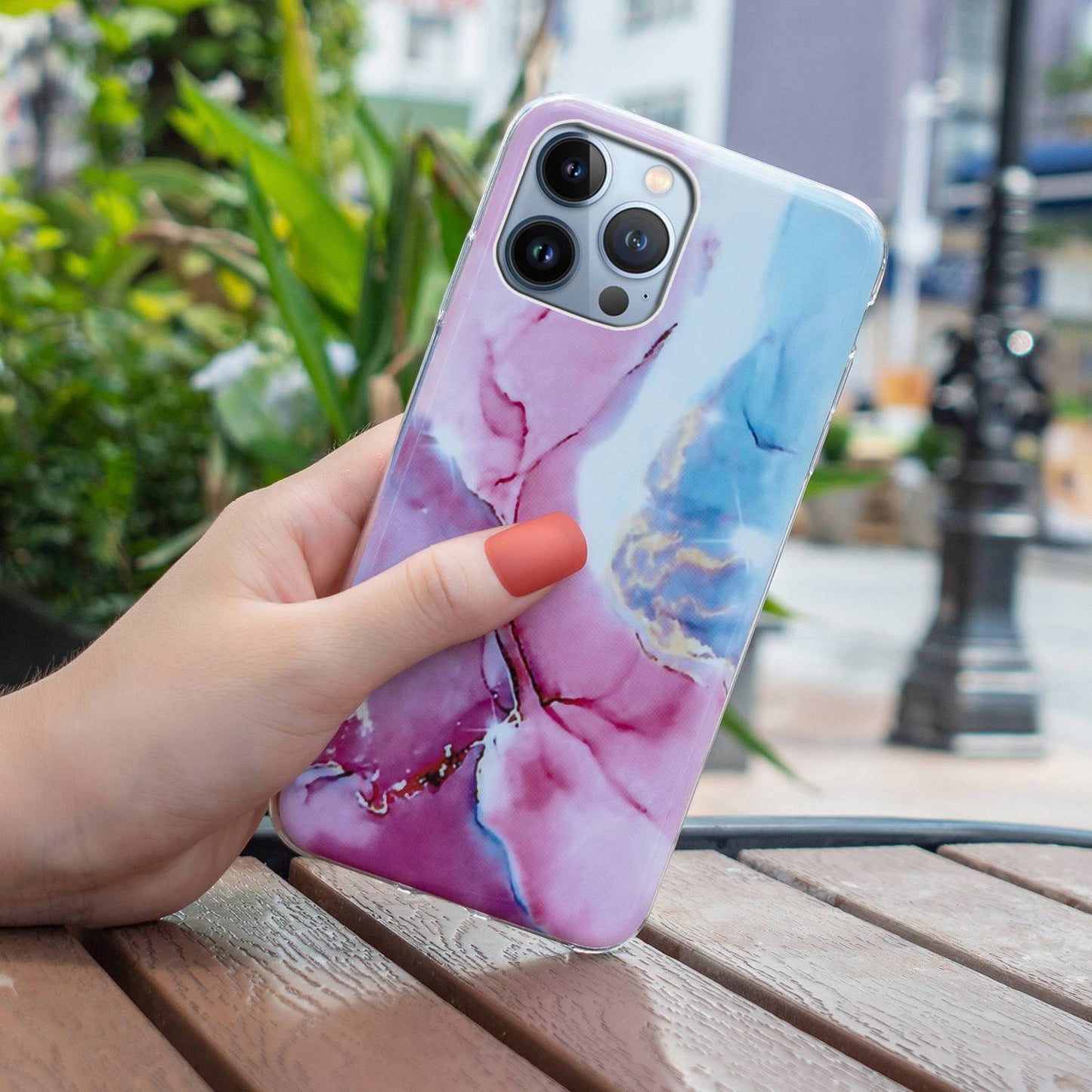 For iPhone 13 Pro 6.1 inch Phone Case TPU Case IMD Marbling Pattern Printing Design Phone Back Cover