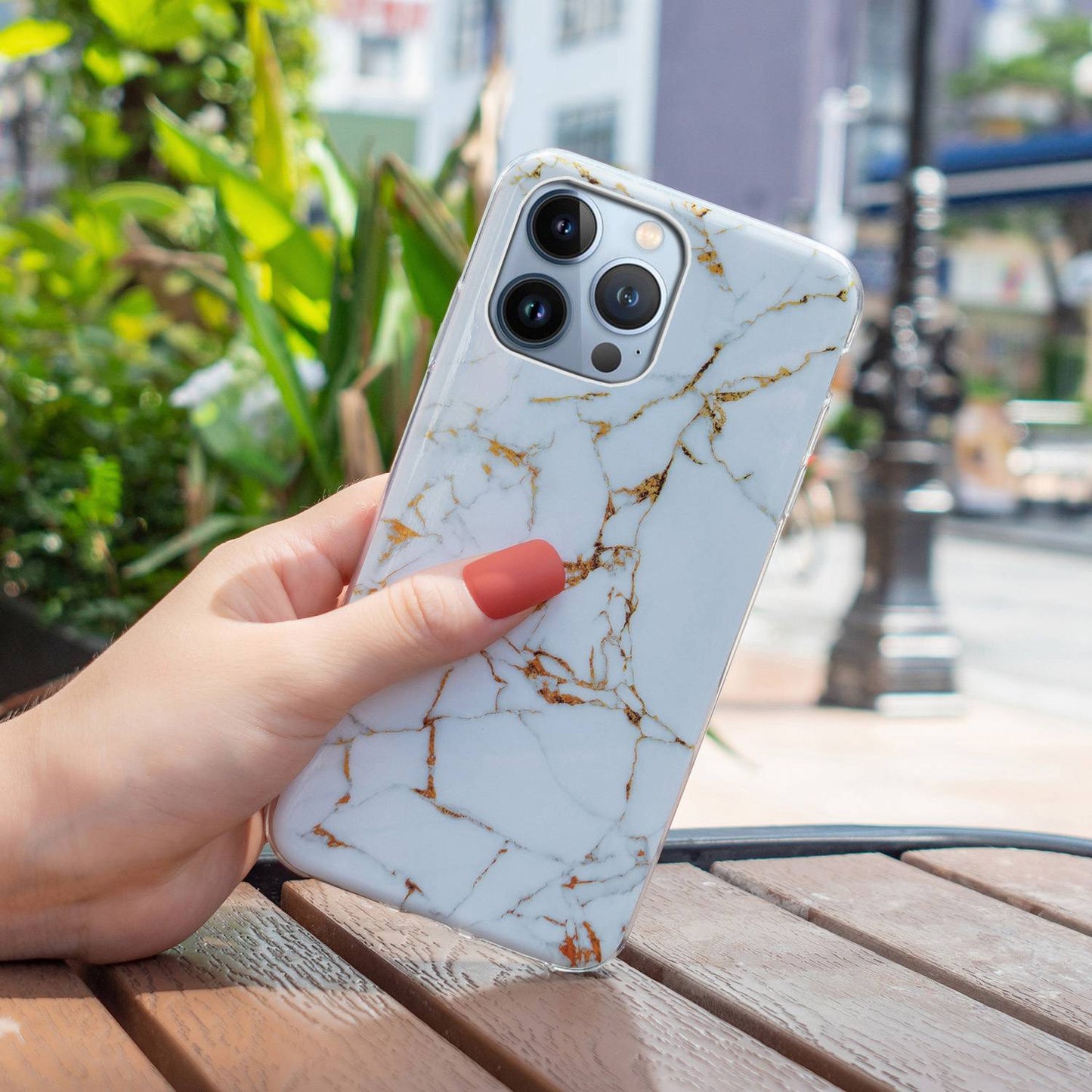 For iPhone 13 Pro 6.1 inch Phone Case TPU Case IMD Marbling Pattern Printing Design Phone Back Cover