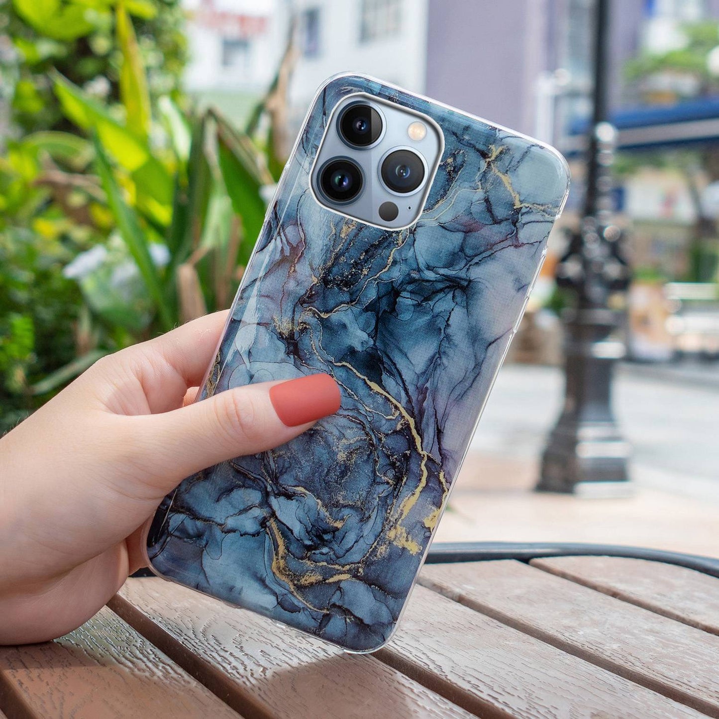 For iPhone 13 Pro 6.1 inch Phone Case TPU Case IMD Marbling Pattern Printing Design Phone Back Cover