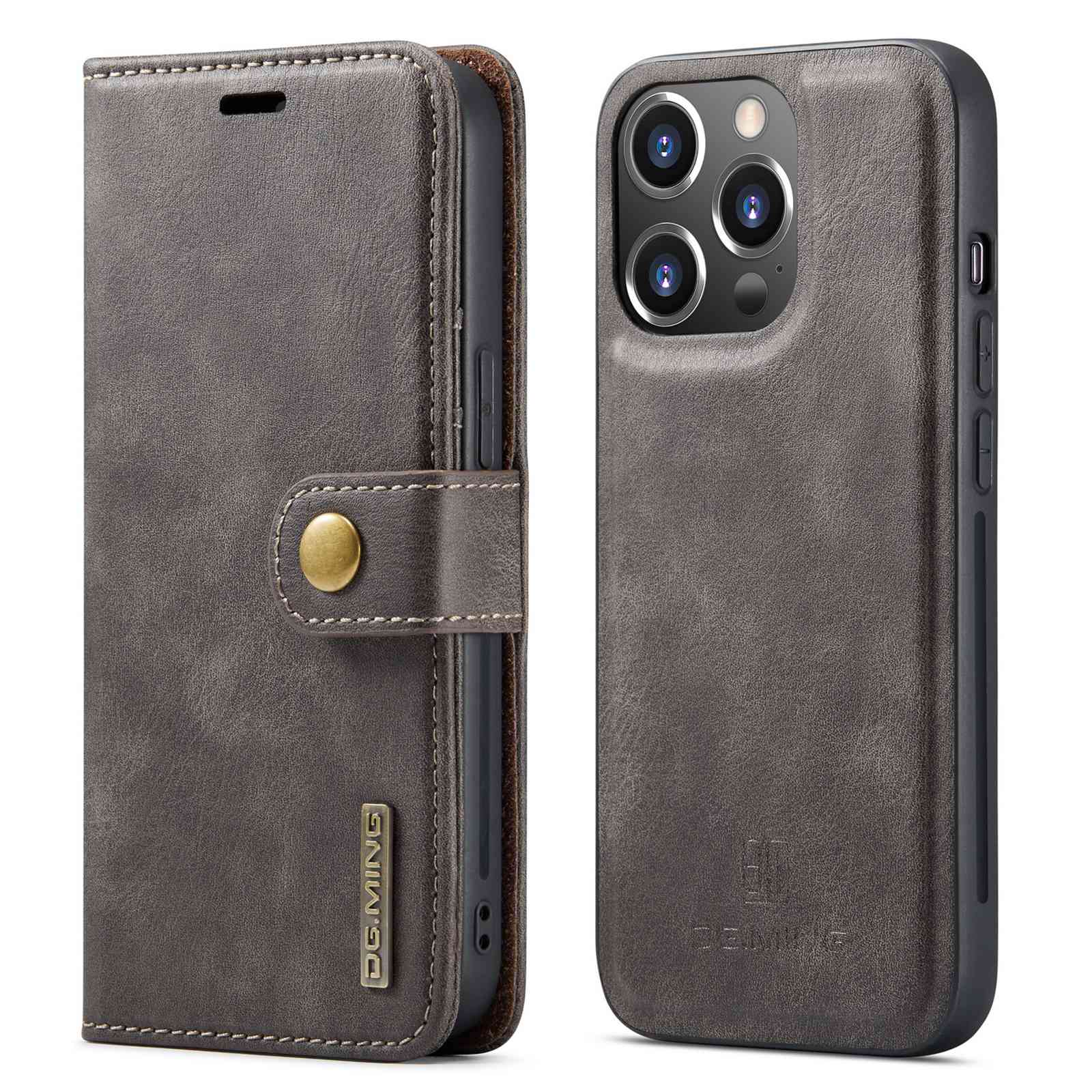 DG.MING For iPhone 14 Pro Max 6.7 inch Wallet Magnetic Detachable Case Split Leather Stand Flip Phone Cover