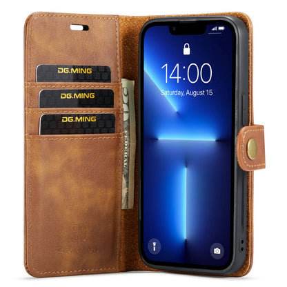 DG.MING For iPhone 14 Pro Max 6.7 inch Wallet Magnetic Detachable Case Split Leather Stand Flip Phone Cover