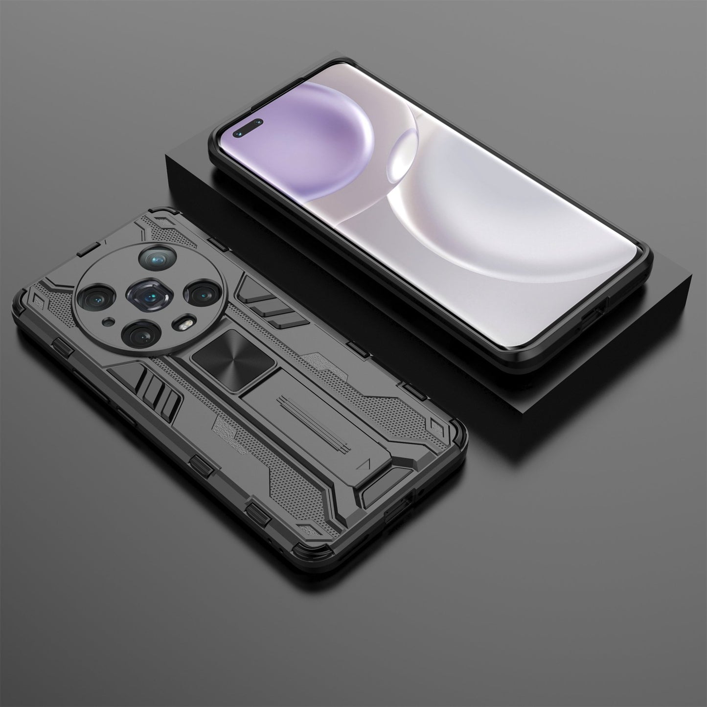 For Honor Magic4 Pro 5G Hybrid Kickstand Phone Case Hard PC Soft TPU Shock-Absorbing Cover