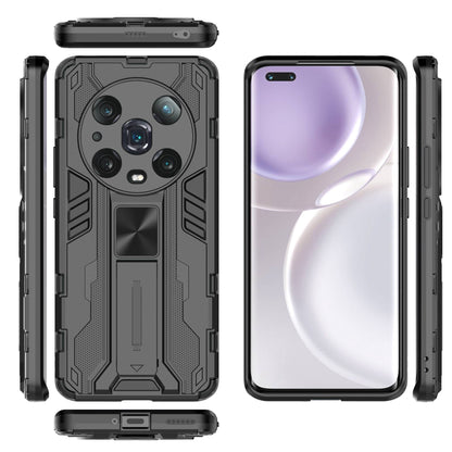For Honor Magic4 Pro 5G Hybrid Kickstand Phone Case Hard PC Soft TPU Shock-Absorbing Cover