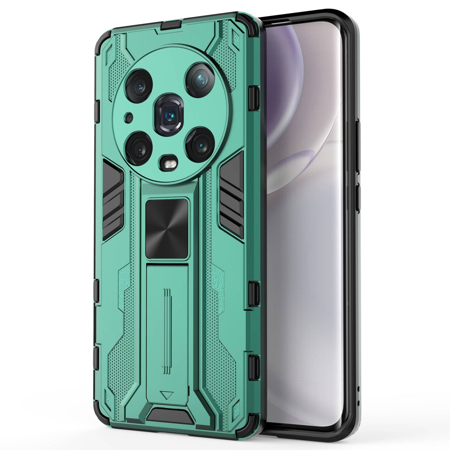 For Honor Magic4 Pro 5G Hybrid Kickstand Phone Case Hard PC Soft TPU Shock-Absorbing Cover