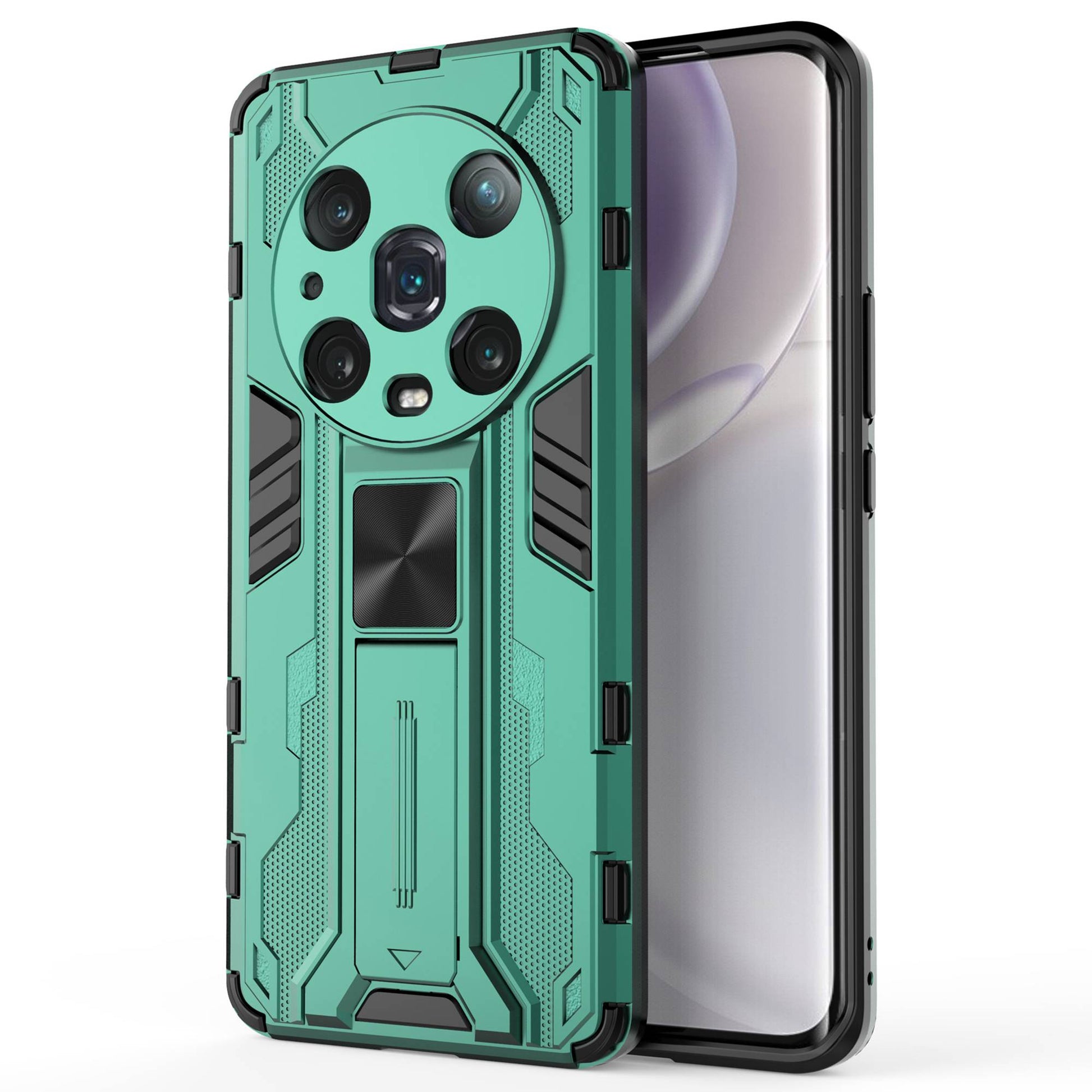 For Honor Magic4 Pro 5G Hybrid Kickstand Phone Case Hard PC Soft TPU Shock-Absorbing Cover