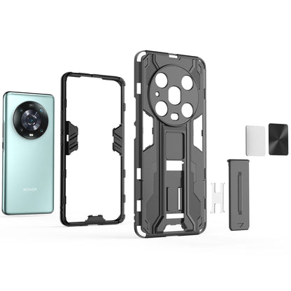 For Honor Magic4 Pro 5G Hybrid Kickstand Phone Case Hard PC Soft TPU Shock-Absorbing Cover