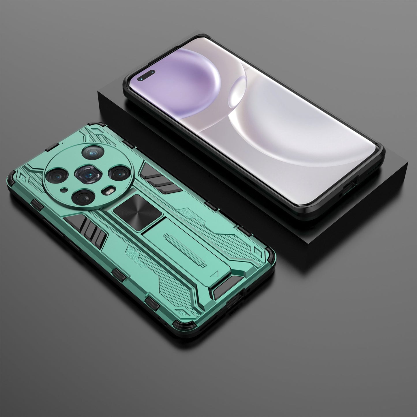 For Honor Magic4 Pro 5G Hybrid Kickstand Phone Case Hard PC Soft TPU Shock-Absorbing Cover