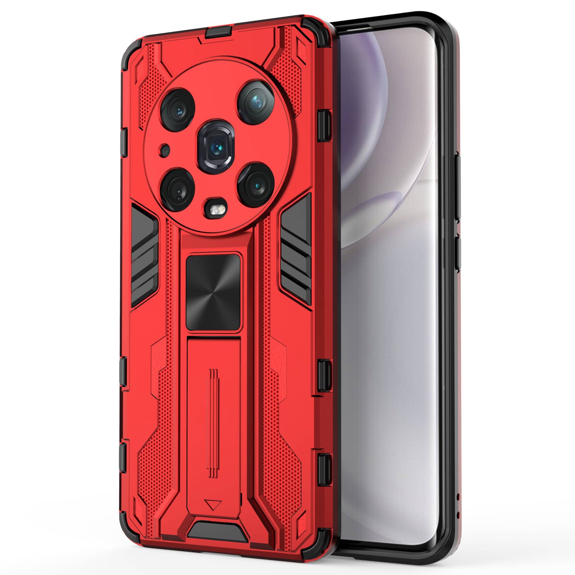 For Honor Magic4 Pro 5G Hybrid Kickstand Phone Case Hard PC Soft TPU Shock-Absorbing Cover