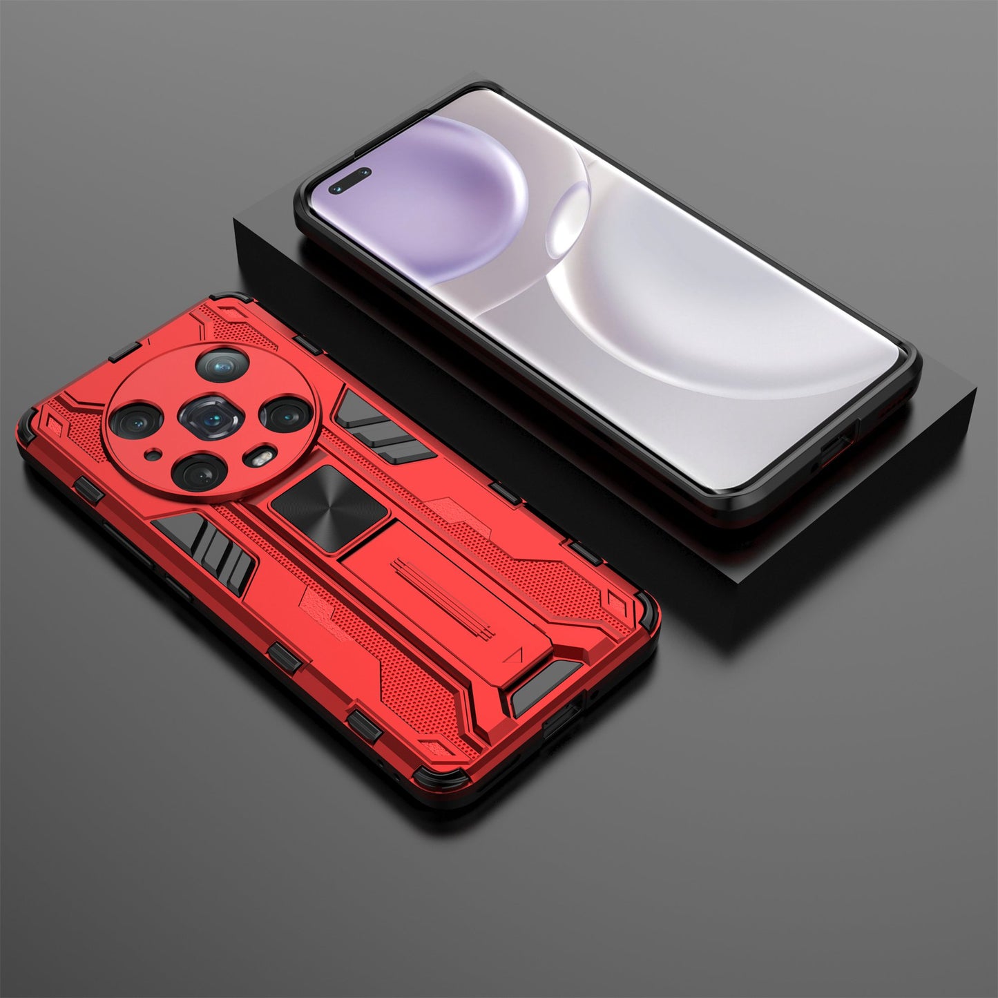 For Honor Magic4 Pro 5G Hybrid Kickstand Phone Case Hard PC Soft TPU Shock-Absorbing Cover