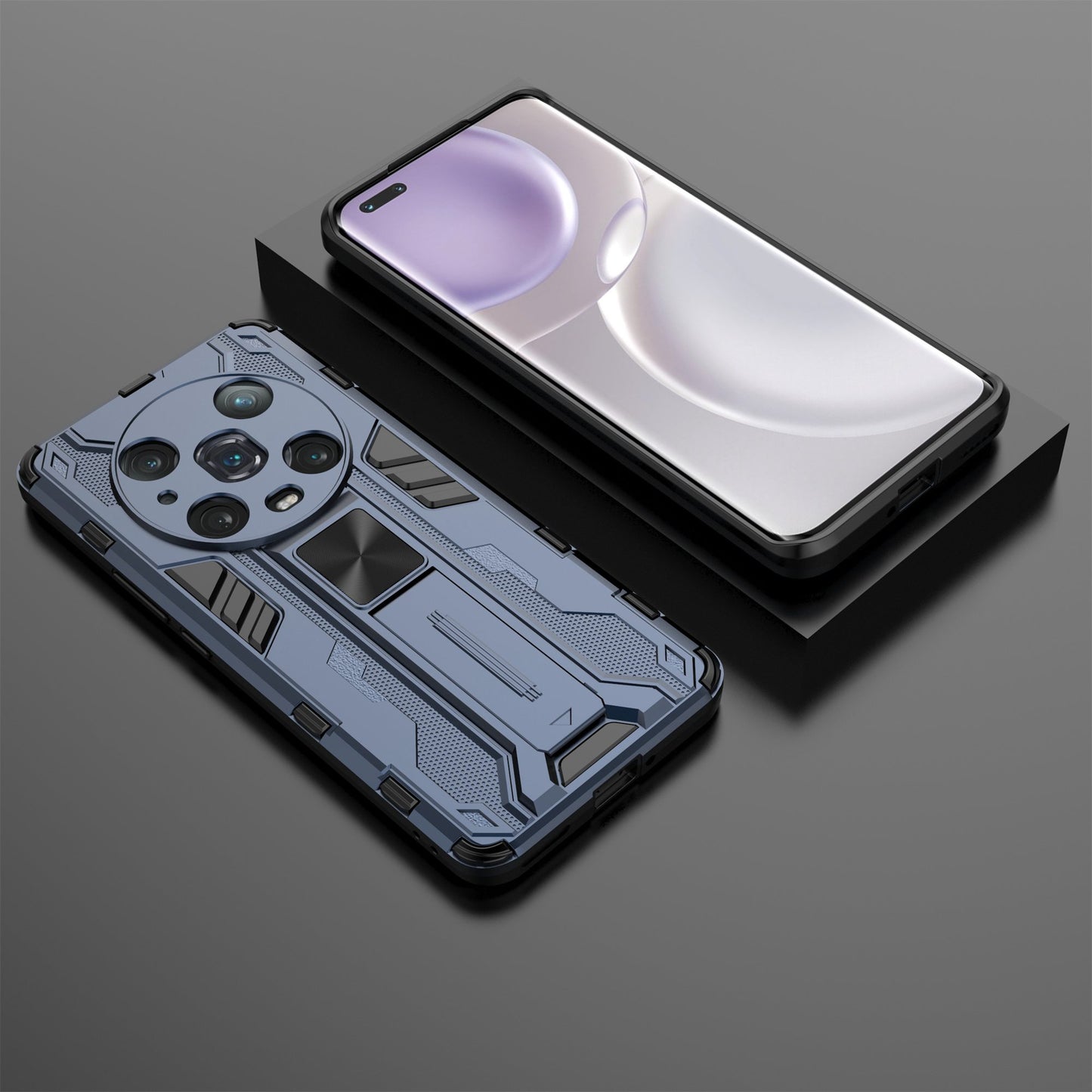 For Honor Magic4 Pro 5G Hybrid Kickstand Phone Case Hard PC Soft TPU Shock-Absorbing Cover