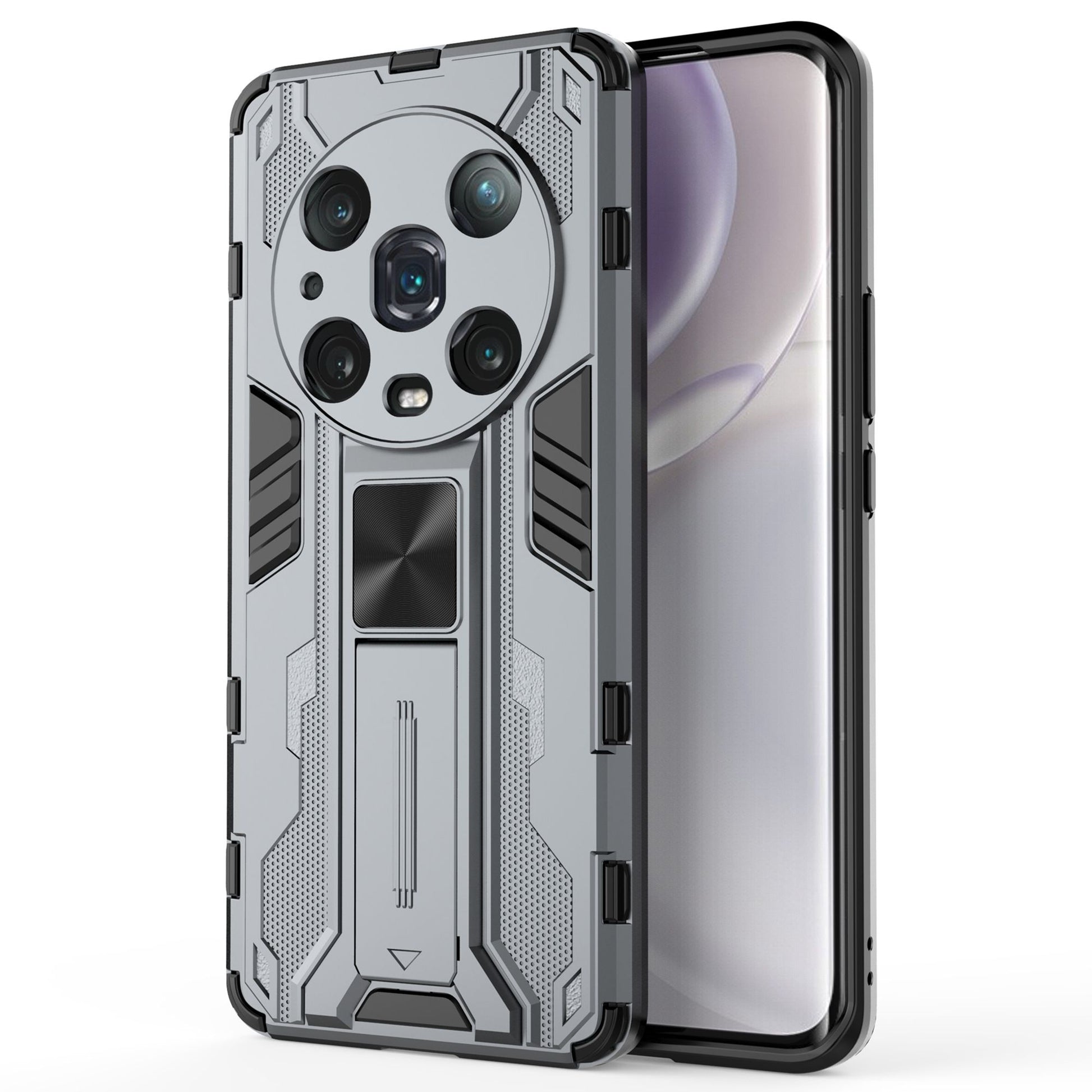 For Honor Magic4 Pro 5G Hybrid Kickstand Phone Case Hard PC Soft TPU Shock-Absorbing Cover