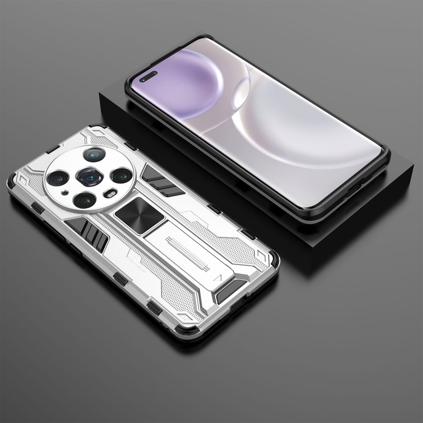 For Honor Magic4 Pro 5G Hybrid Kickstand Phone Case Hard PC Soft TPU Shock-Absorbing Cover