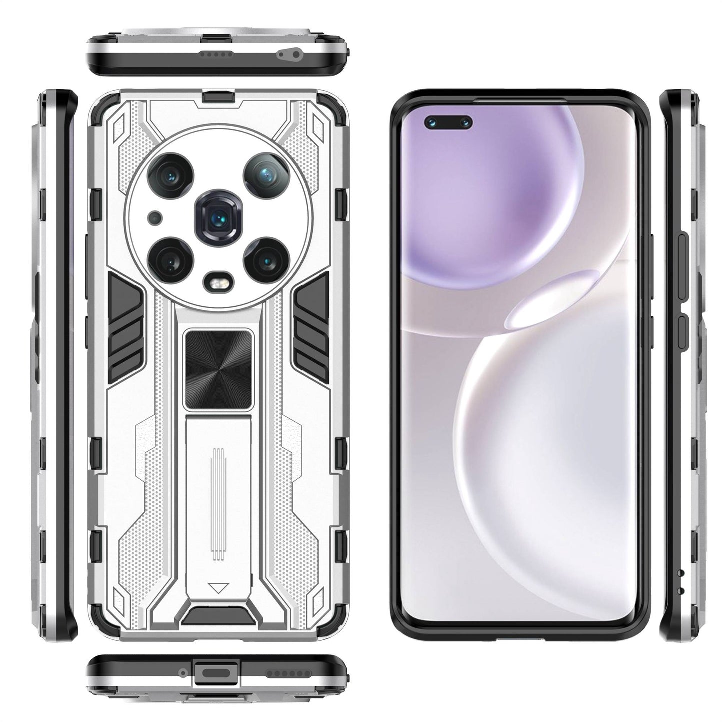 For Honor Magic4 Pro 5G Hybrid Kickstand Phone Case Hard PC Soft TPU Shock-Absorbing Cover