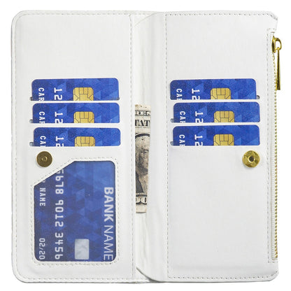 BINFEN COLOR for iPhone 13 Pro 6.1 inch BF Style-15 Cellphone Shell, Imprinted Rhombus Pattern Anti-drop Case with Zipper Pocket Stand Matte PU Leather Wallet Cover