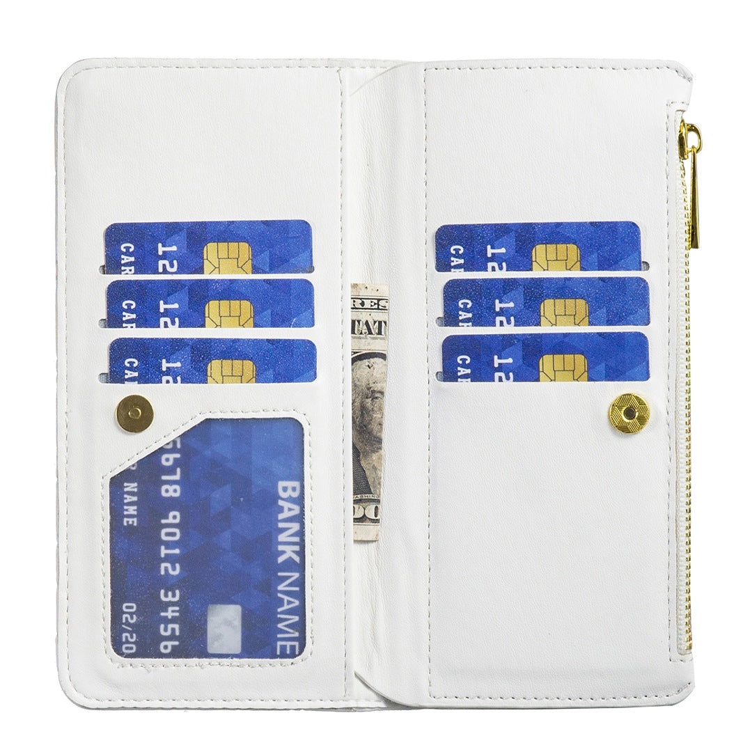 BINFEN COLOR for Samsung Galaxy A52 4G / 5G / A52s 5G BF Style-15 Imprinted Rhombus Pattern Protective Case with Zipper Pocket Stand Matte PU Leather Wallet Cover