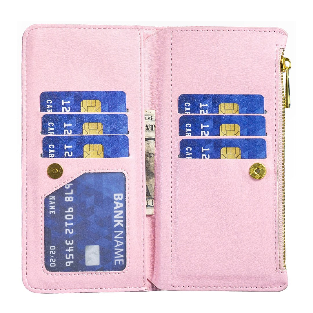 BINFEN COLOR for Samsung Galaxy A52 4G / 5G / A52s 5G BF Style-15 Imprinted Rhombus Pattern Protective Case with Zipper Pocket Stand Matte PU Leather Wallet Cover
