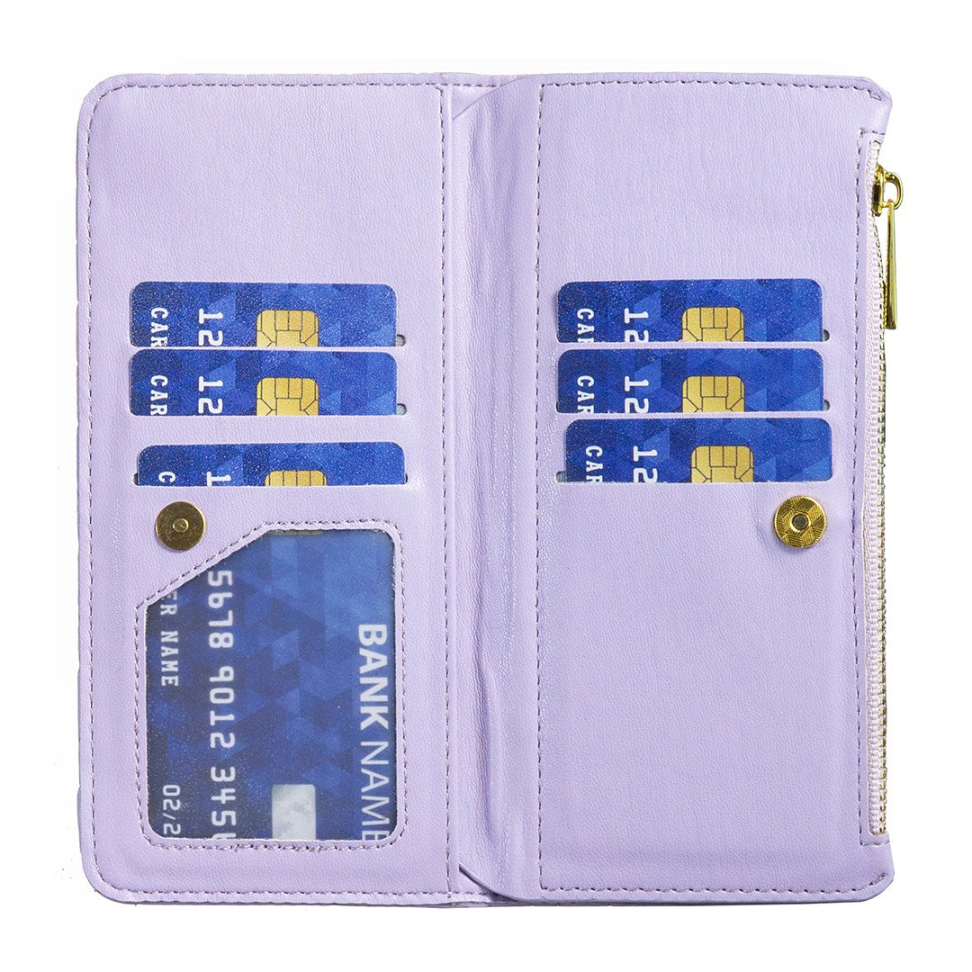 BINFEN COLOR for Samsung Galaxy A52 4G / 5G / A52s 5G BF Style-15 Imprinted Rhombus Pattern Protective Case with Zipper Pocket Stand Matte PU Leather Wallet Cover