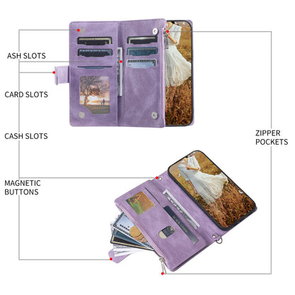 For iPhone 13 Pro 6.1 inch 005 Wallet Design Folio Flip Magnetic Phone Cover Rhombus Grid Texture PU Leather Zipper Pocket Stand Case