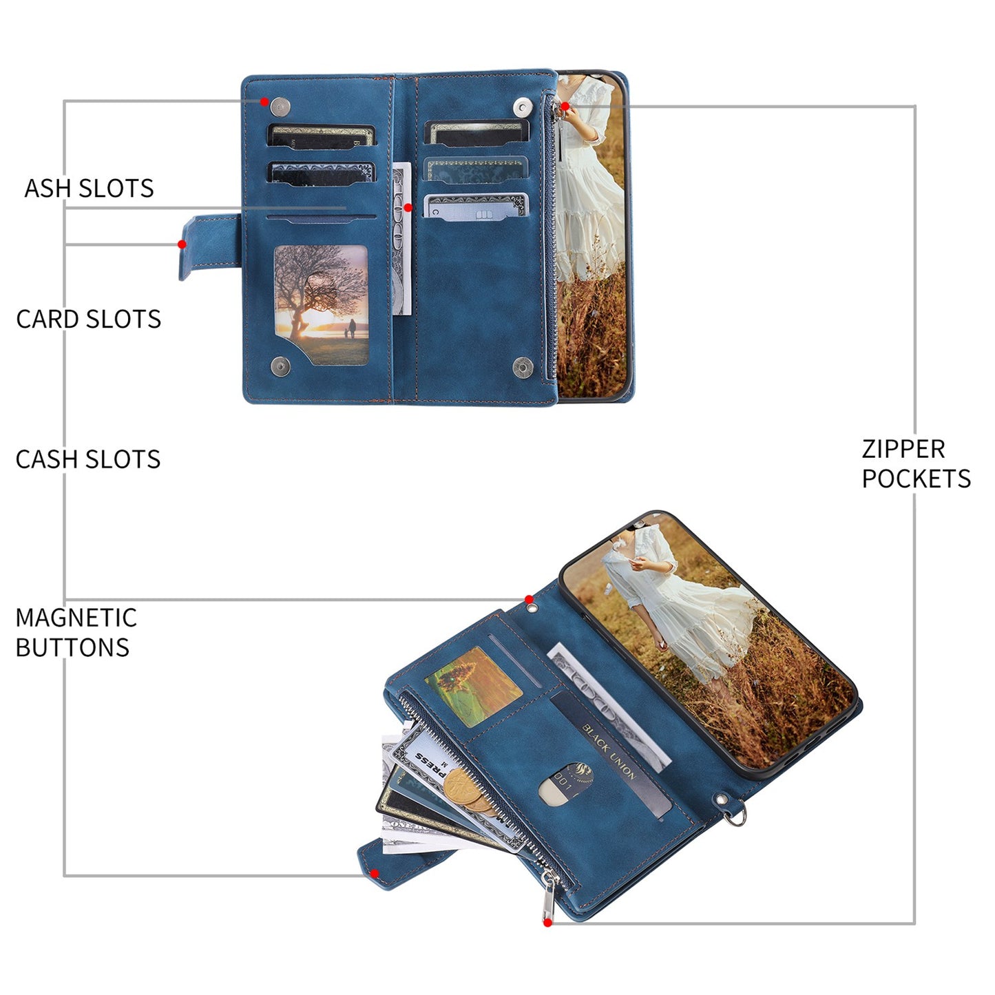 For iPhone 13 Pro 6.1 inch 005 Wallet Design Folio Flip Magnetic Phone Cover Rhombus Grid Texture PU Leather Zipper Pocket Stand Case