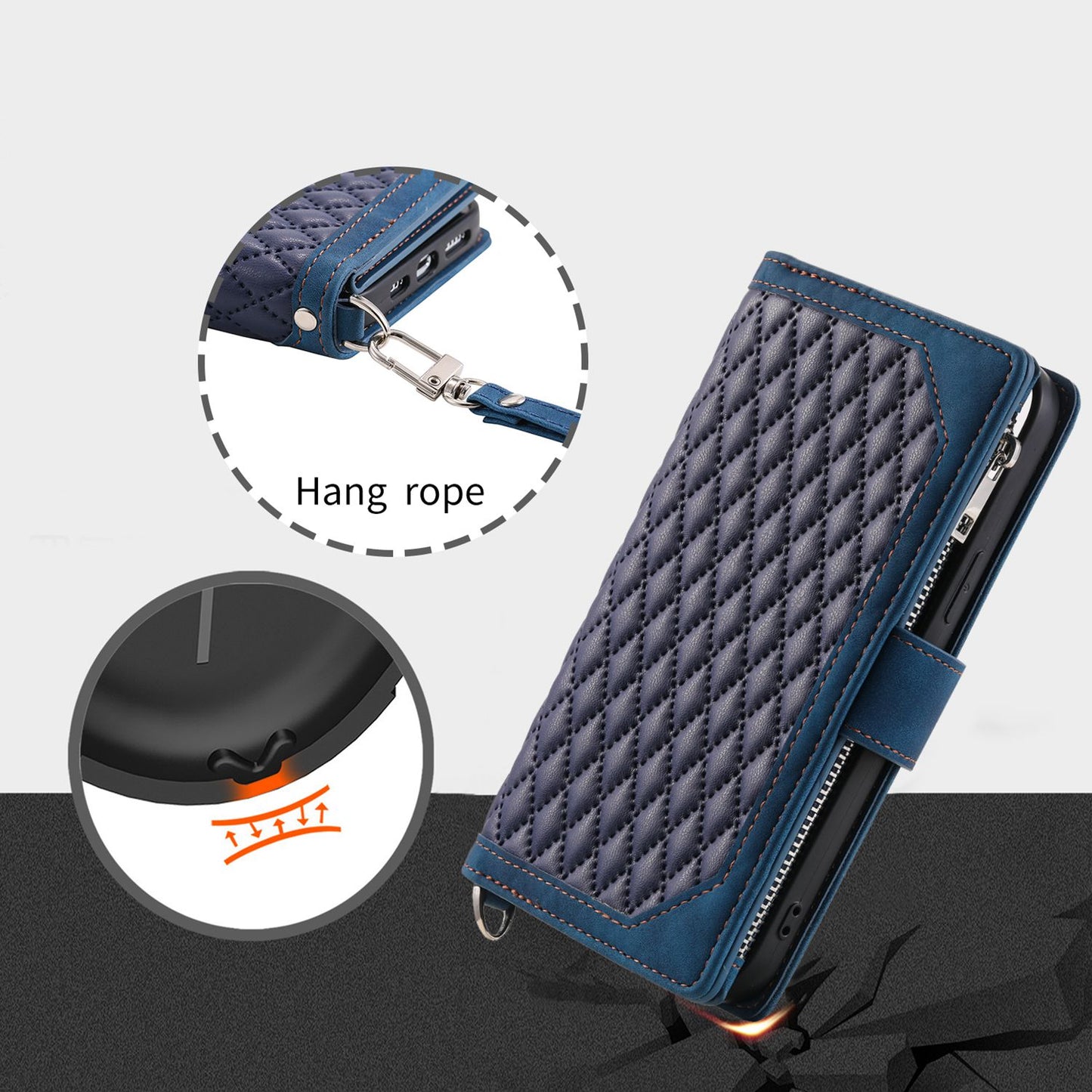 For iPhone 13 Pro 6.1 inch 005 Wallet Design Folio Flip Magnetic Phone Cover Rhombus Grid Texture PU Leather Zipper Pocket Stand Case