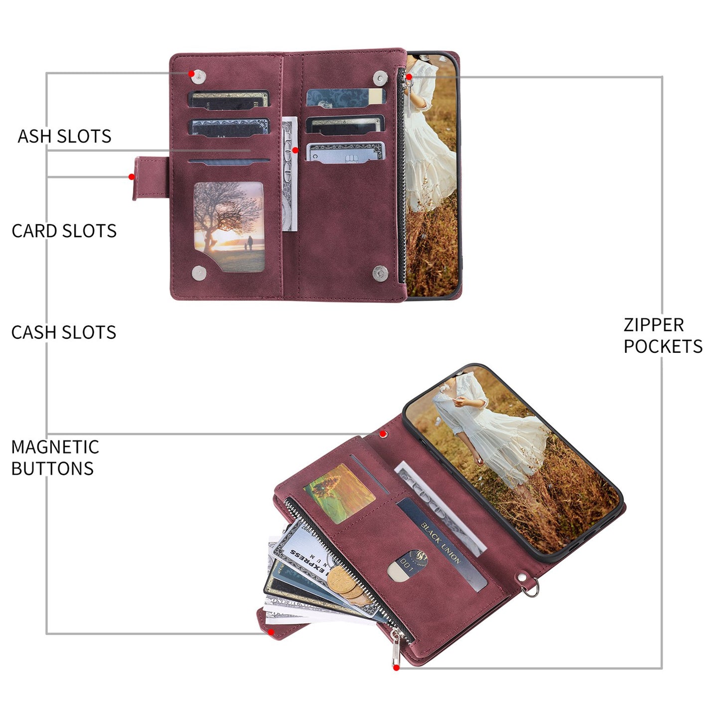 For iPhone 13 Pro 6.1 inch 005 Wallet Design Folio Flip Magnetic Phone Cover Rhombus Grid Texture PU Leather Zipper Pocket Stand Case