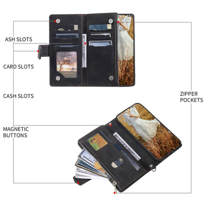 For iPhone 13 Pro 6.1 inch 005 Wallet Design Folio Flip Magnetic Phone Cover Rhombus Grid Texture PU Leather Zipper Pocket Stand Case