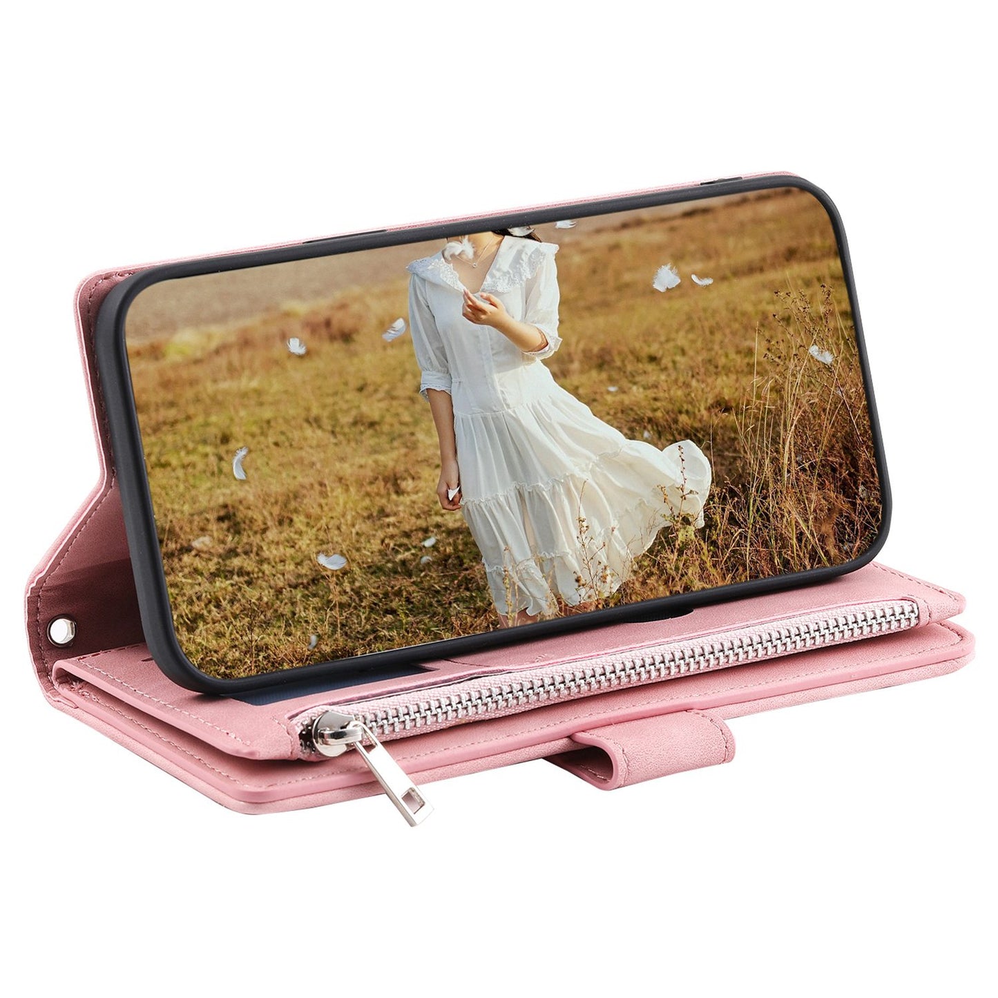 For iPhone 13 Pro 6.1 inch 005 Wallet Design Folio Flip Magnetic Phone Cover Rhombus Grid Texture PU Leather Zipper Pocket Stand Case