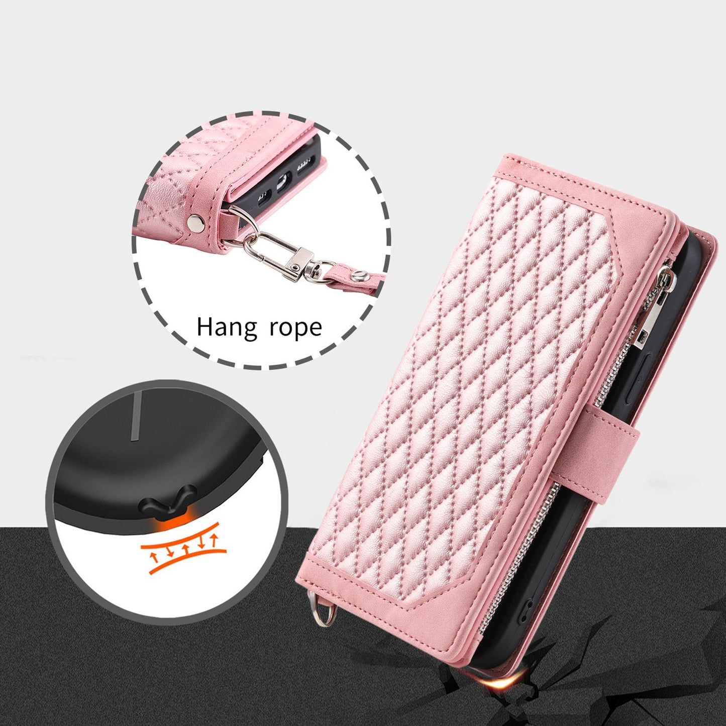 For iPhone 13 Pro 6.1 inch 005 Wallet Design Folio Flip Magnetic Phone Cover Rhombus Grid Texture PU Leather Zipper Pocket Stand Case