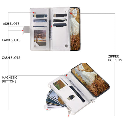 For iPhone 13 Pro 6.1 inch 005 Wallet Design Folio Flip Magnetic Phone Cover Rhombus Grid Texture PU Leather Zipper Pocket Stand Case