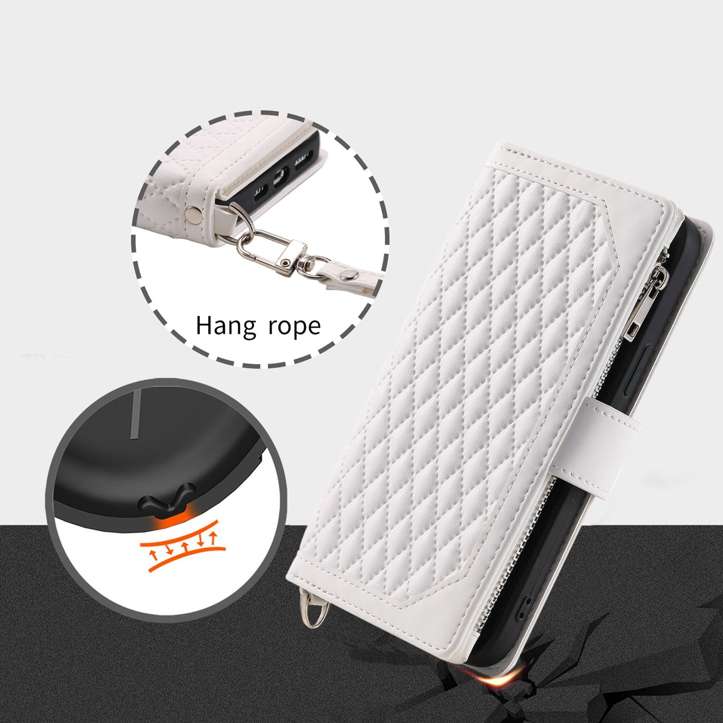 For iPhone 13 Pro 6.1 inch 005 Wallet Design Folio Flip Magnetic Phone Cover Rhombus Grid Texture PU Leather Zipper Pocket Stand Case