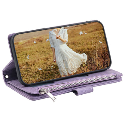 005 Phone Covering Shell for Samsung Galaxy A52s 5G  /  A52 5G / 4G, Rhombus Grid Textured PU Leather Phone Case Zipper Pocket Stand Wallet with Strap