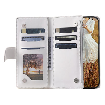 005 Style for Samsung Galaxy S22+ 5G Zipper Pocket Design PU Leather Phone Drop-proof Cover Rhombus Texture Stand Wallet Case with Strap