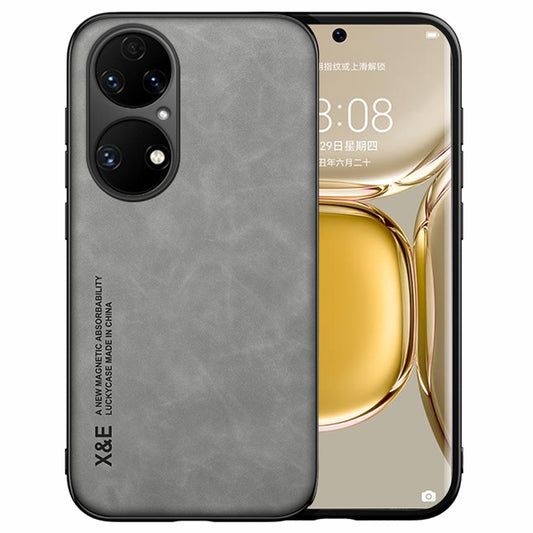 For Huawei P50 Pro 4G Skin-touch Feeling Phone Cover Ultra Slim PU Leather Coated TPU Anti-scratch Phone Case with Magnet