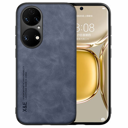 For Huawei P50 Pro 4G Skin-touch Feeling Phone Cover Ultra Slim PU Leather Coated TPU Anti-scratch Phone Case with Magnet